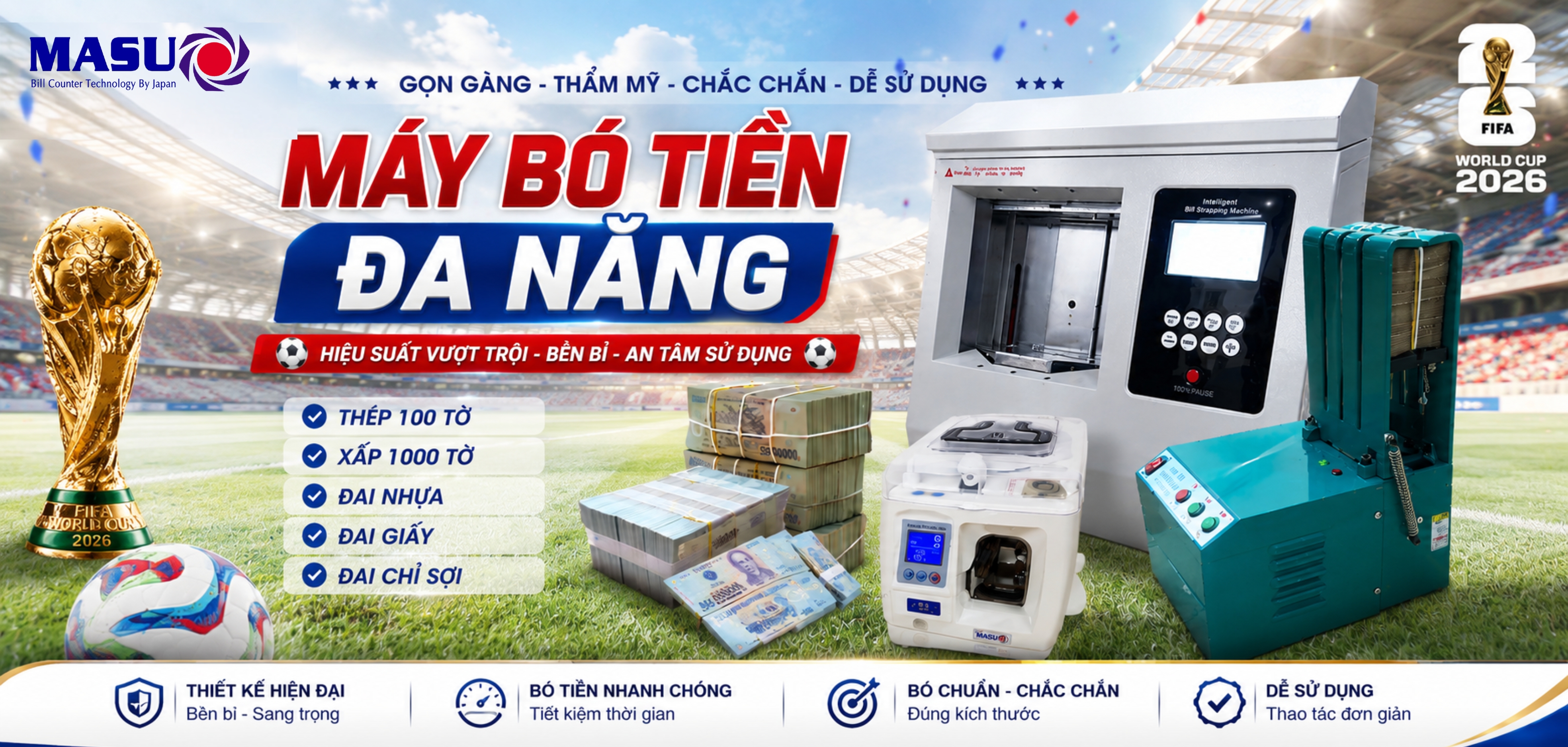 Hoàng Quân khuyến mãi máy bó tiền đa năng đai nhựa