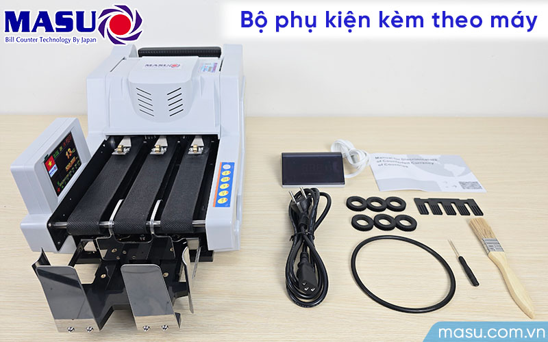 Máy đếm tiền MASU 999 Plus chính hãng cùng bộ phụ kiện kèm theo